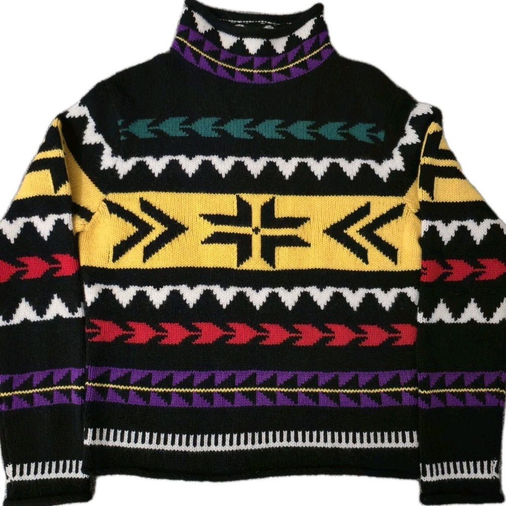 Polo Ralph Lauren Size S Hand Knit Sweater Southwestern Ranch Navajo Geometric